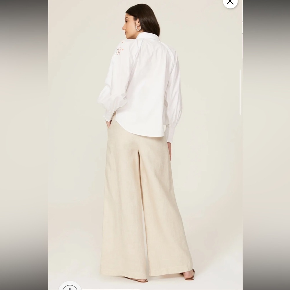 Veronica Beard Lilah Lace Cut Out Geometric Abstract White Eyelet Blouse Size 4 - Picture 4 of 11